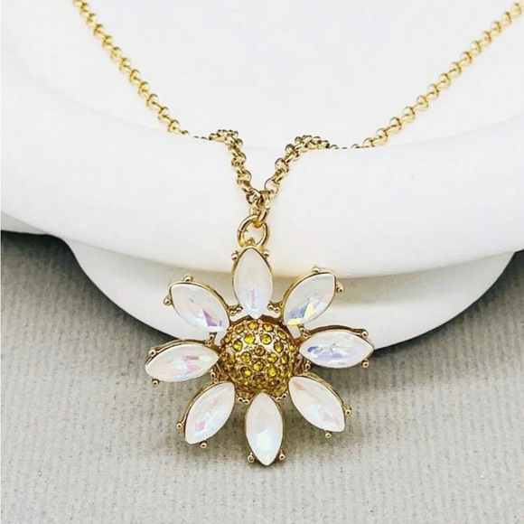 Rhinestone Flower Charm Necklace - Picture 2 of 6